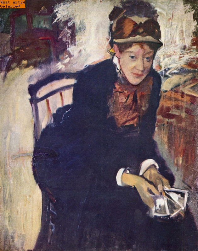 Miss Cassatt die Karten haltend nach Degas Gemäldeimitation